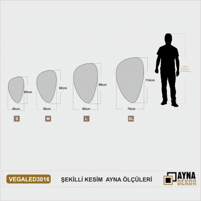 Şekilli Kesim Ledli Dokunmatik Butonlu Dekoratif Ayna VEGALED3017