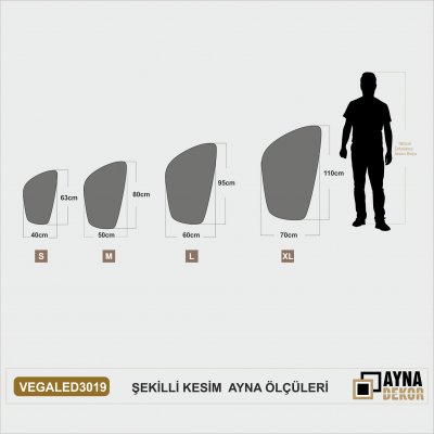 Şekilli Kesim Ledli Dokunmatik Butonlu Dekoratif Ayna VEGALED3019