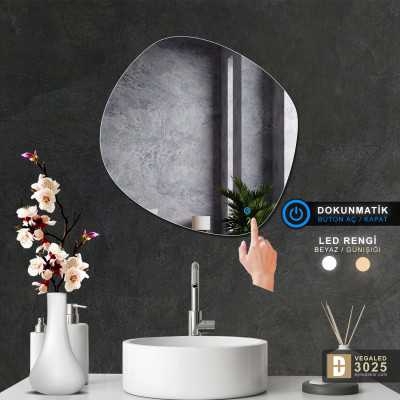 Şekilli Kesim Ledli Dokunmatik Butonlu Dekoratif Ayna VEGALED3025
