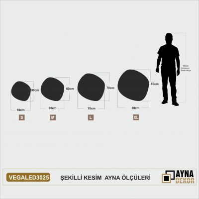 Şekilli Kesim Ledli Dokunmatik Butonlu Dekoratif Ayna VEGALED3026