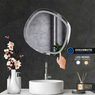 Şekilli Kesim Ledli Dokunmatik Butonlu Dekoratif Ayna VEGALED3027