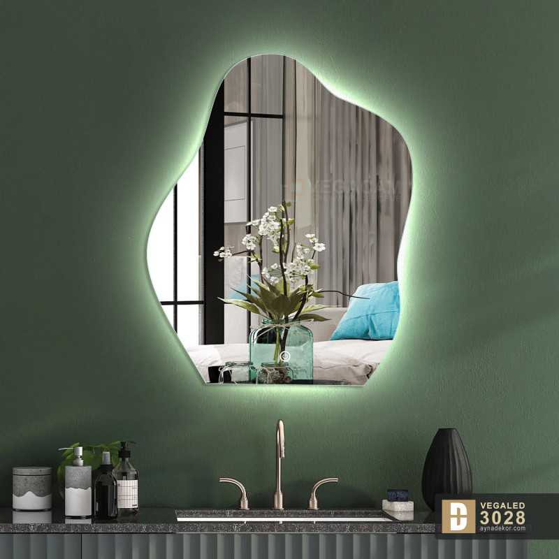 Şekilli Kesim Ledli Dokunmatik Butonlu Dekoratif Ayna VEGALED3028