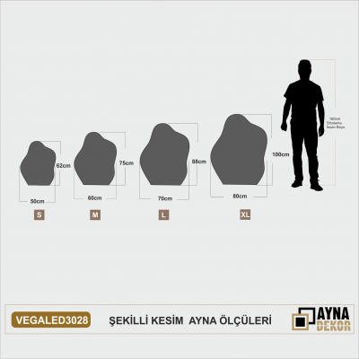 Şekilli Kesim Ledli Dokunmatik Butonlu Dekoratif Ayna VEGALED3029