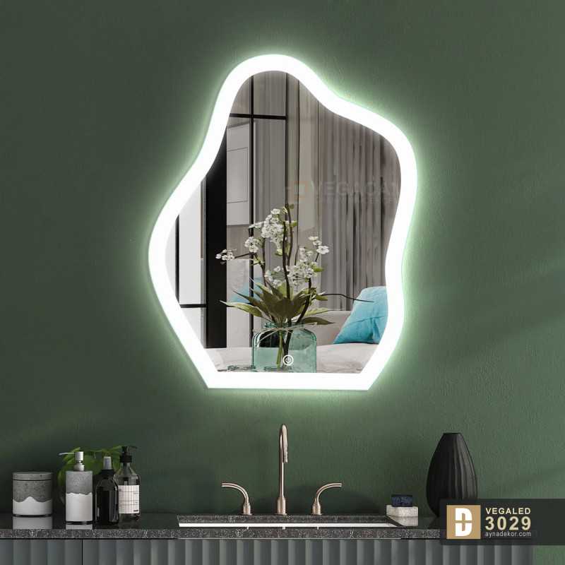 Şekilli Kesim Ledli Dokunmatik Butonlu Dekoratif Ayna VEGALED3029