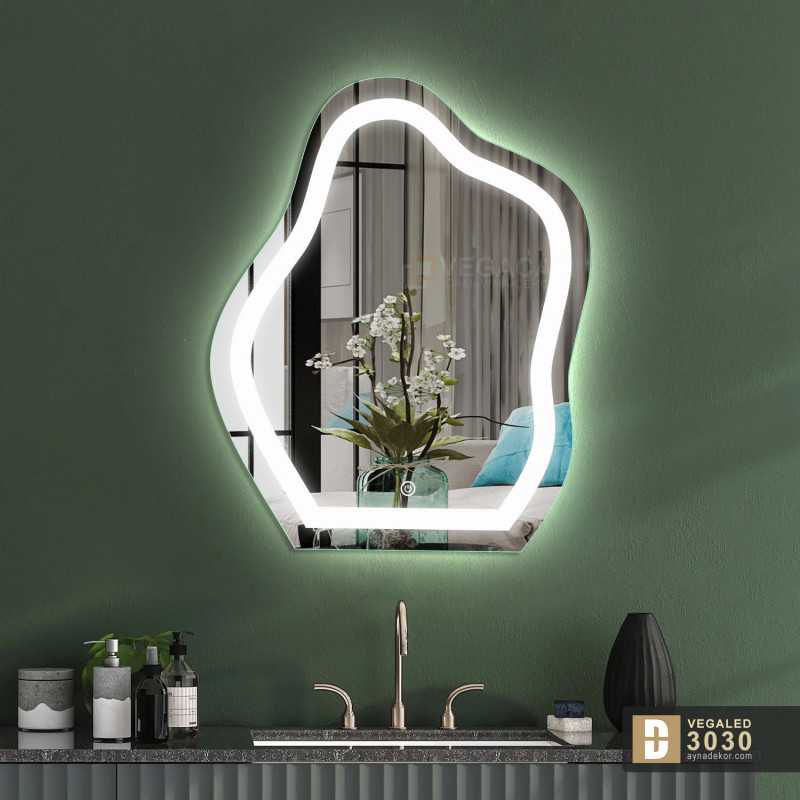Şekilli Kesim Ledli Dokunmatik Butonlu Dekoratif Ayna VEGALED3030