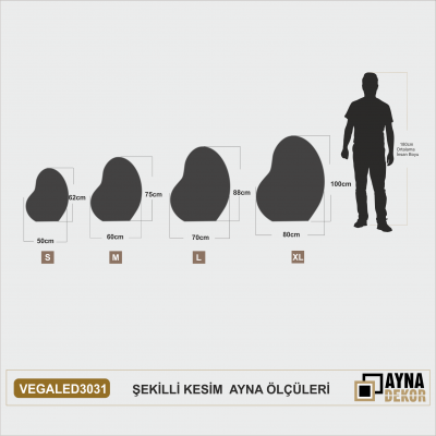 Şekilli Kesim Ledli Dokunmatik Butonlu Dekoratif Ayna VEGALED3031