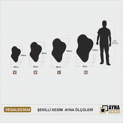 Şekilli Kesim Ledli Dokunmatik Butonlu Dekoratif Ayna VEGALED3036