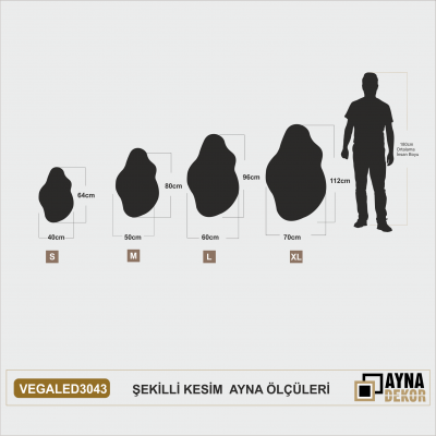 Şekilli Kesim Ledli Dokunmatik Butonlu Dekoratif Ayna VEGALED3044