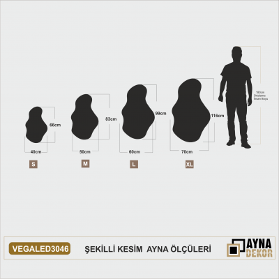 Şekilli Kesim Ledli Dokunmatik Butonlu Dekoratif Ayna VEGALED3046