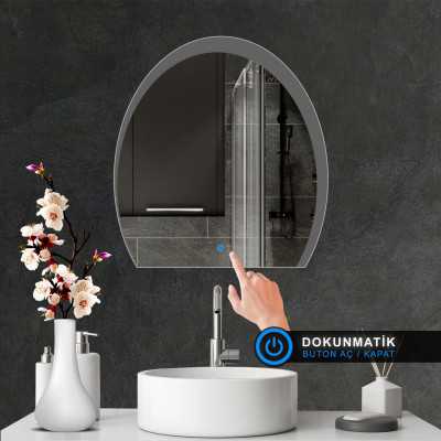 Şekilli Kesim Ledli Dokunmatik Butonlu Dekoratif Ayna VEGALED3014